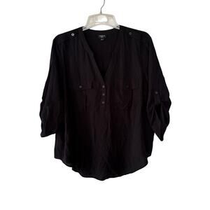 Torrid Black Harper V Neck Roll tab shirt size 2X